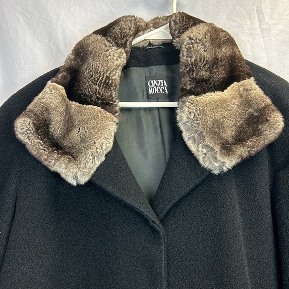 Cinzia Rocca Italian Baby Alpaca Black Winter Coat with Luxurious Fur Co… - Picture 5 of 13